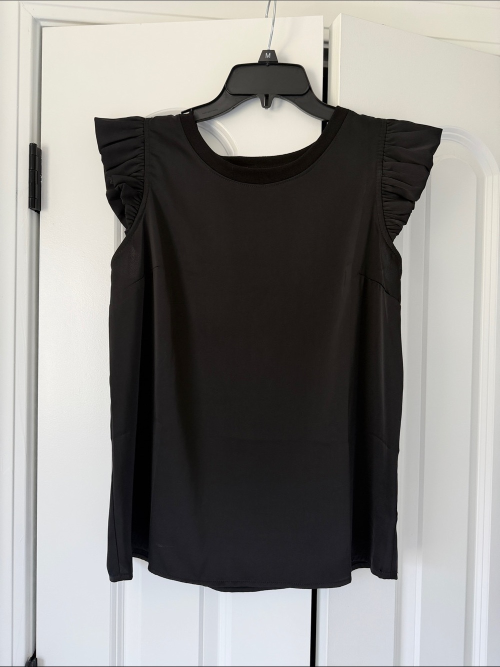 Maurice’s Satin Black Blouse with Ruffle Sleeves- Womens M
